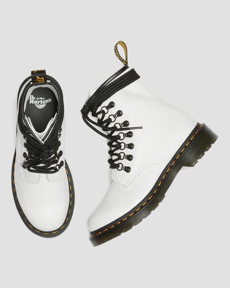 Women's Dr Martens 1460 Laced Virginia Leather Lace Up Boots White | AU 167WNB